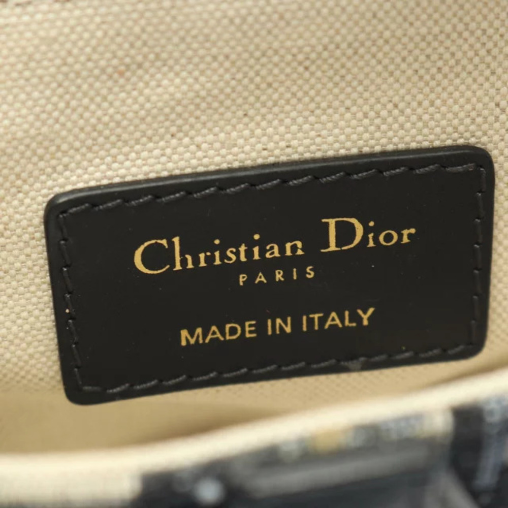 Dior Saddle Bag Oblique Jacquard Handbag Canvas Leather Ivory White Navy Blue - Picture 4 of 7